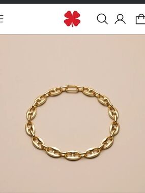 LUCKY Gold Tone Brass Choker Chain Link Necklace